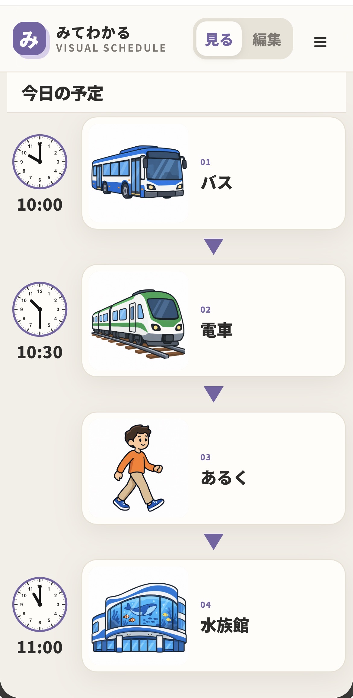スマホで予定を上から確認する実際の画面
